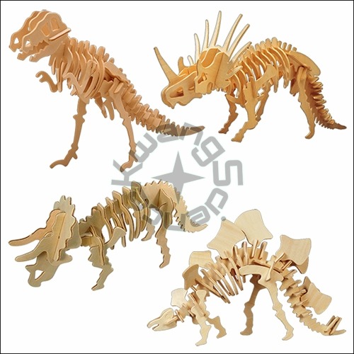 3D 입체 나무 공룡 4종 세트 A